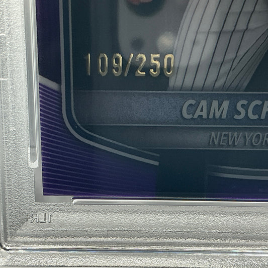 2025 Bowman Chrome Cam Schlittler Purple Wave /250 PSA 10