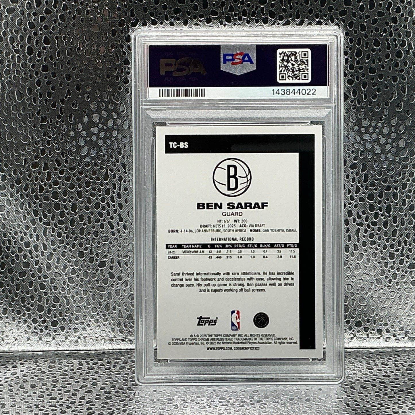 2025 Topps Chrome Silver Pack 45th Anniversary Ben Saraf #TCBS PSA 9