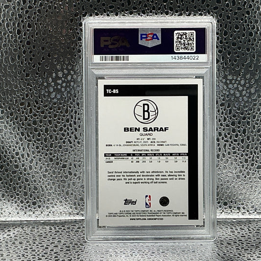 2025 Topps Chrome Silver Pack 45th Anniversary Ben Saraf #TCBS PSA 9
