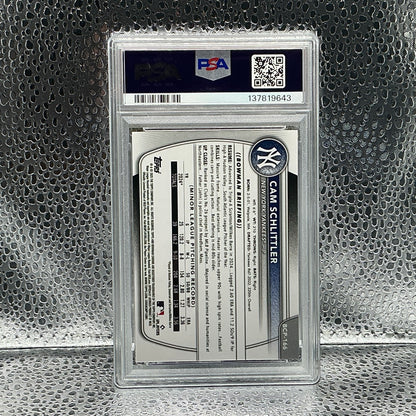 2025 Bowman Chrome Cam Schlittler Gold Geometric /50 Pop 3 PSA 8