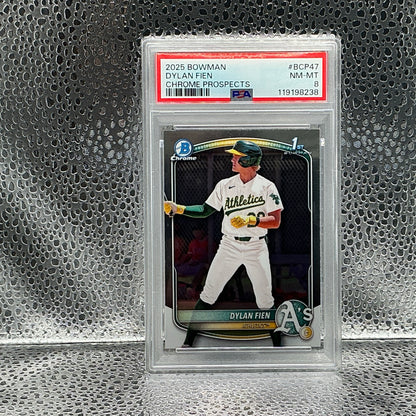 2025 Bowman 1st Chrome Dylan Fein (RC) #BCP47 PSA 8